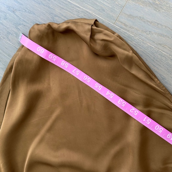 A.L.C. Penny Dress Draped Shoulder Brown Satin Maxi Gown - Size 2 - ALC Mocha - Picture 11 of 14
